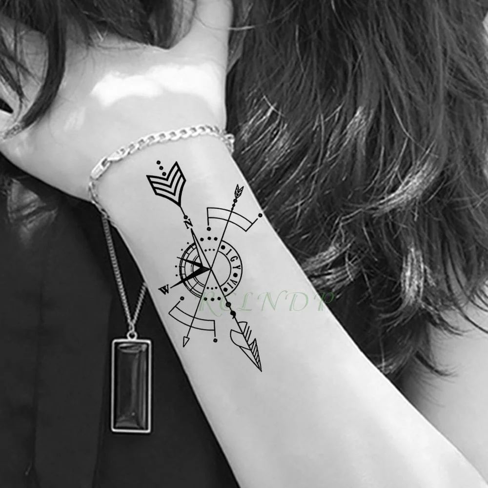 Waterproof Temporary Tattoo Stickers Compass fake Tatto Body Art Flash Tatoo Tatouage Arm Hand Back Foot Tato for Girl Women Men