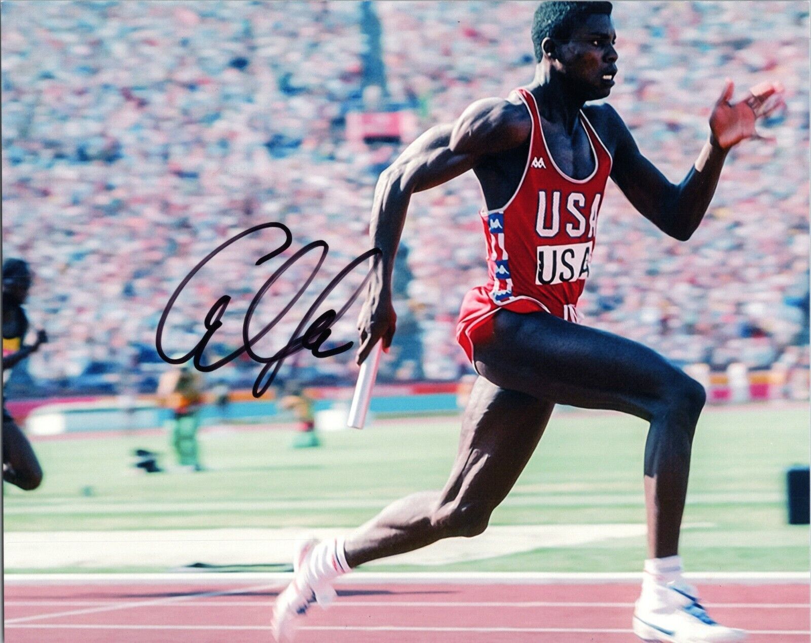 ~~ CARL LEWIS Authentic Hand-Signed 1984 GOLD MEDAL USA OLYMPICS