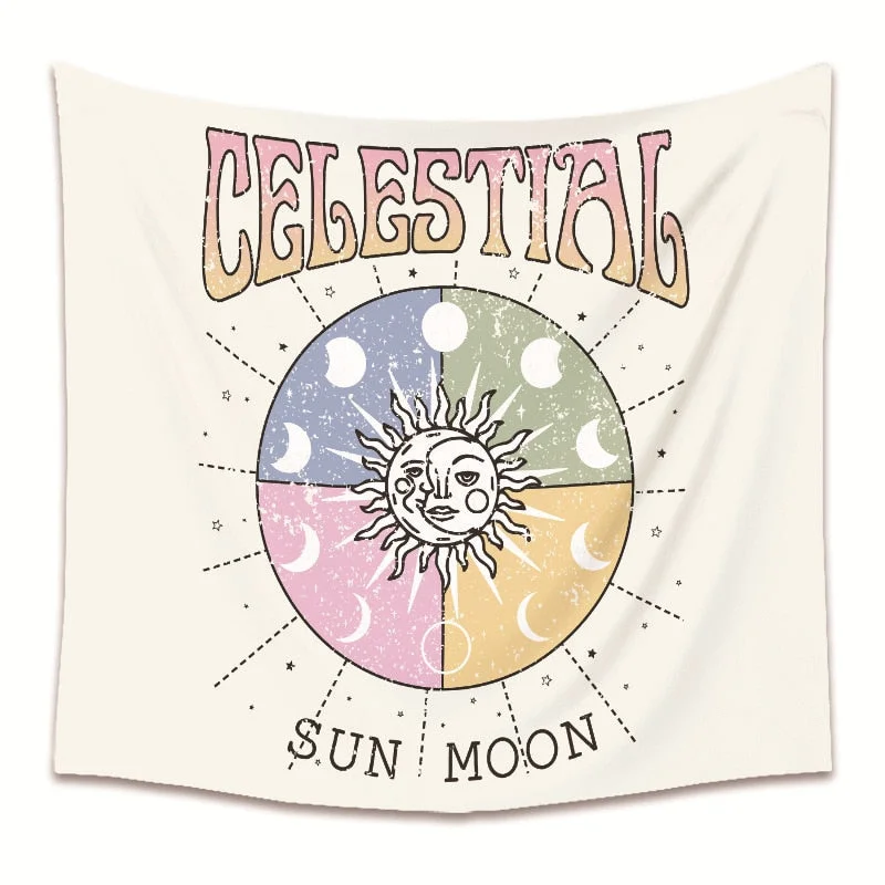 ins Simple Sun Moon Butterfly Series Tapestry Bohemian Background Cloth Small Fresh Wall Cloth Tapestry Creative Abstract Art