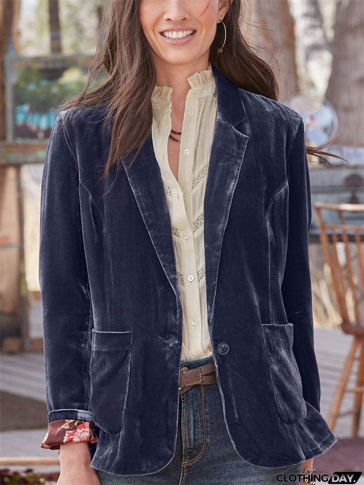 Women's Gorgeous Velvet Lapel Business Small Suit Jacket