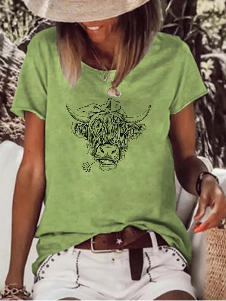 Funny cow Raw Hem Tee