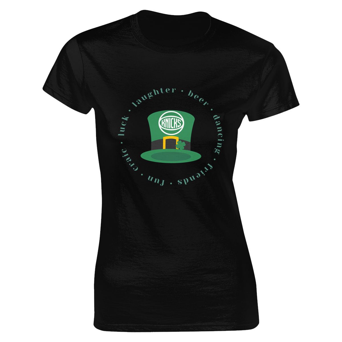 New York Knicks Green Lucky St Patrick's Day Women's Short-Sleeve Cotton Tee