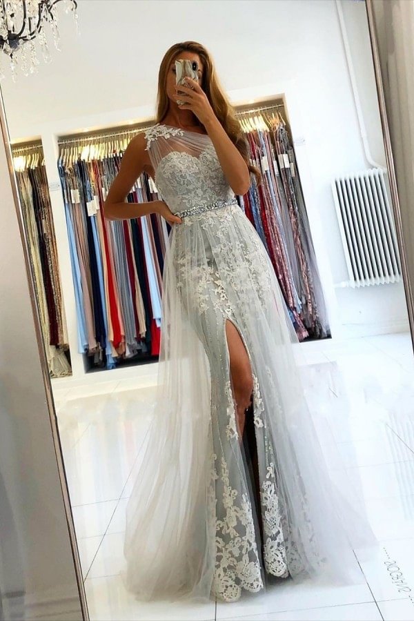 Luluslly One Shoulder Mermaid Prom Dress Long With Lace Appliques