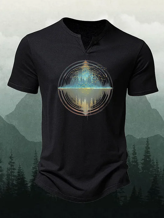 Yonititeee Mens Geometry Pattern Breathable Slim Fit Casual