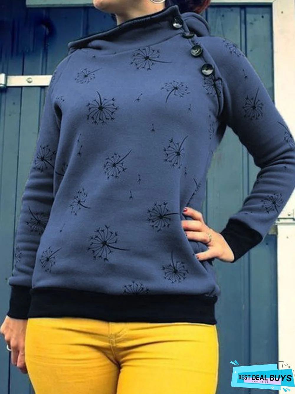 Casual Floral-Print Sweatshirts