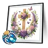 Cross Wreath Special Shaped 5D DIY Partial Drill Diamond Painting Kits for Adults Beginners Home Decor Diamonds Paintings Gem Art 11.81 X11.81inch
