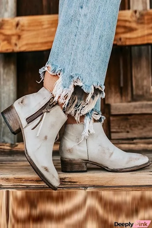 Zipper Low Heel All Season Booties