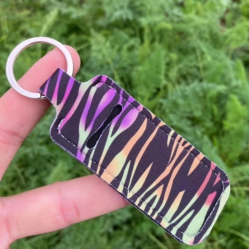 5 Pieces Pastoral Sunflower Lips Leopard Polyester Keychain