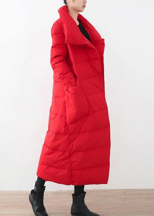 2021trendy plus size women  parka v neck coats red thick warm down coat winter