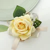 10PCS Bridal Groom Guests Wedding Catering Rose Corsage Boutonniere Wrist Artificial Flower Bouquets