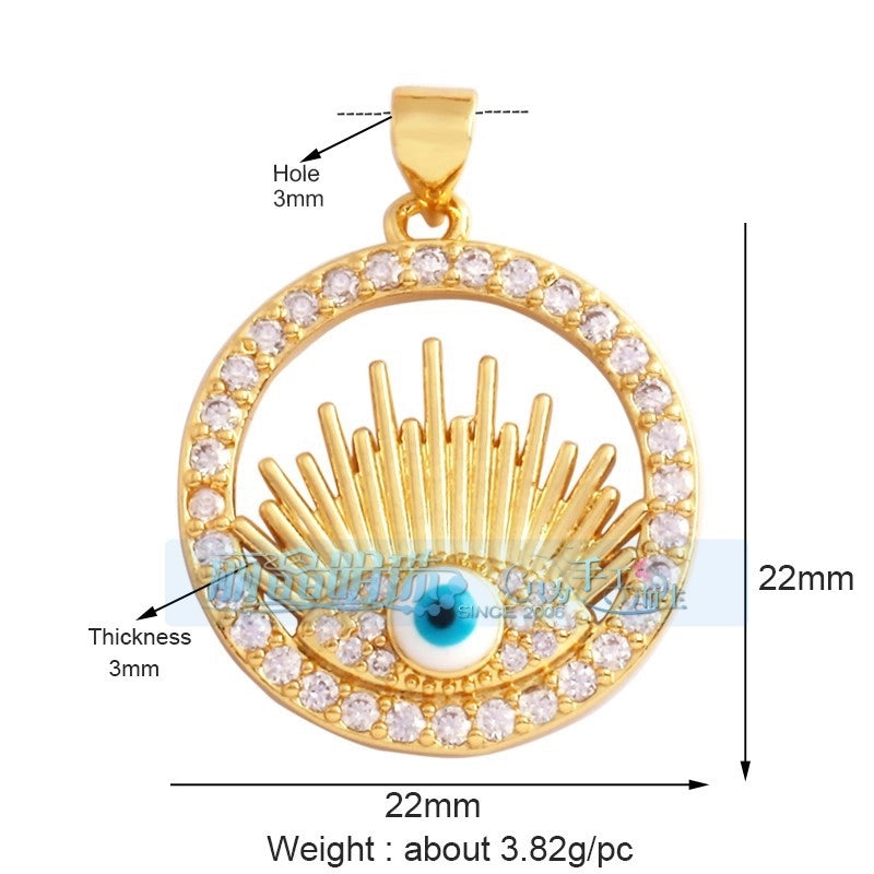 1 Piece Copper Zircon Devil’s Eye Pendant Jewelry Accessories