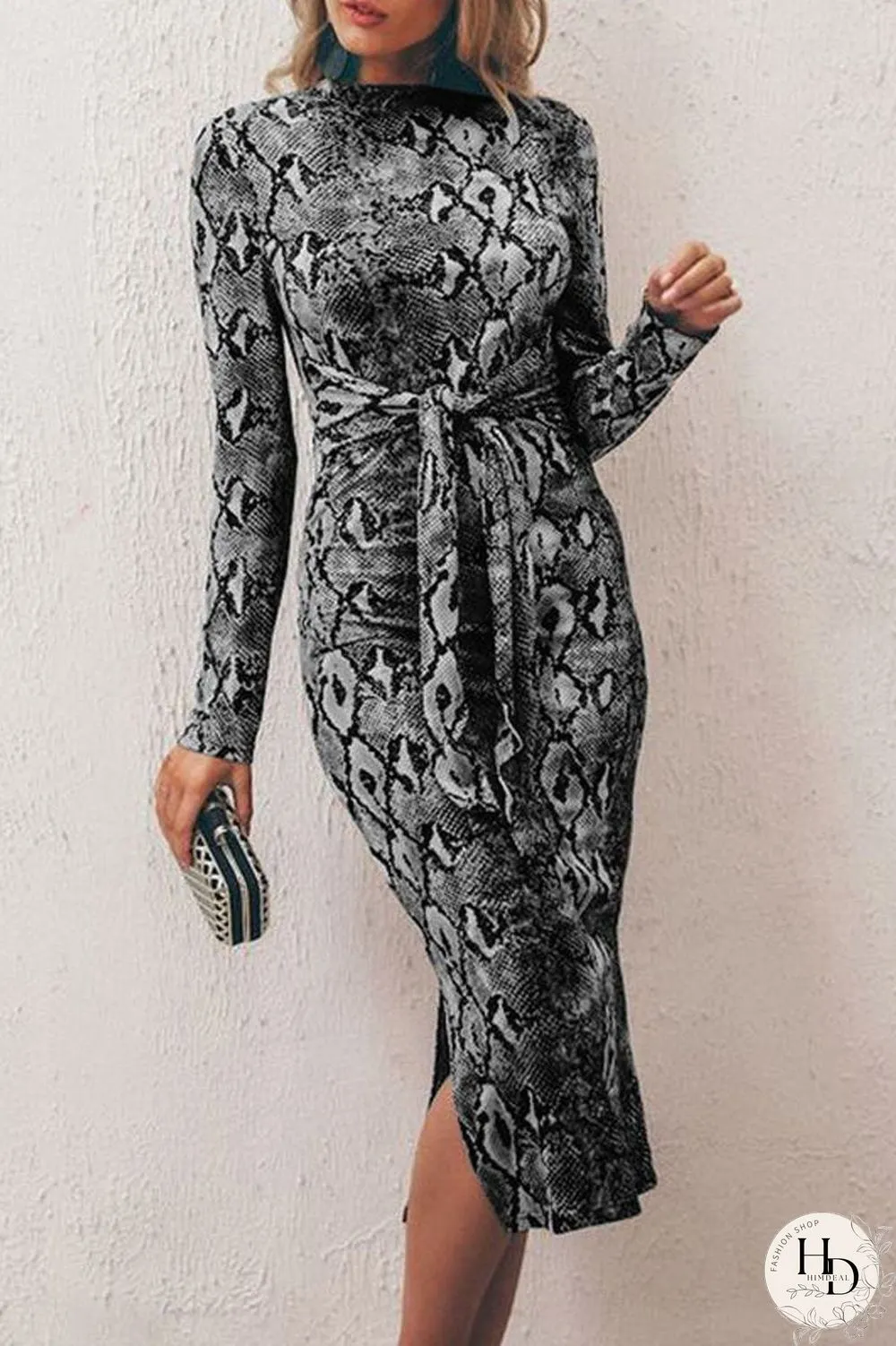 Snake Skin Pattern Package Hip Dress
