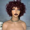 Pixie Wigs 100% Human Hair Short Cut Burgundy Pixie Cut Wig None Lace Wig