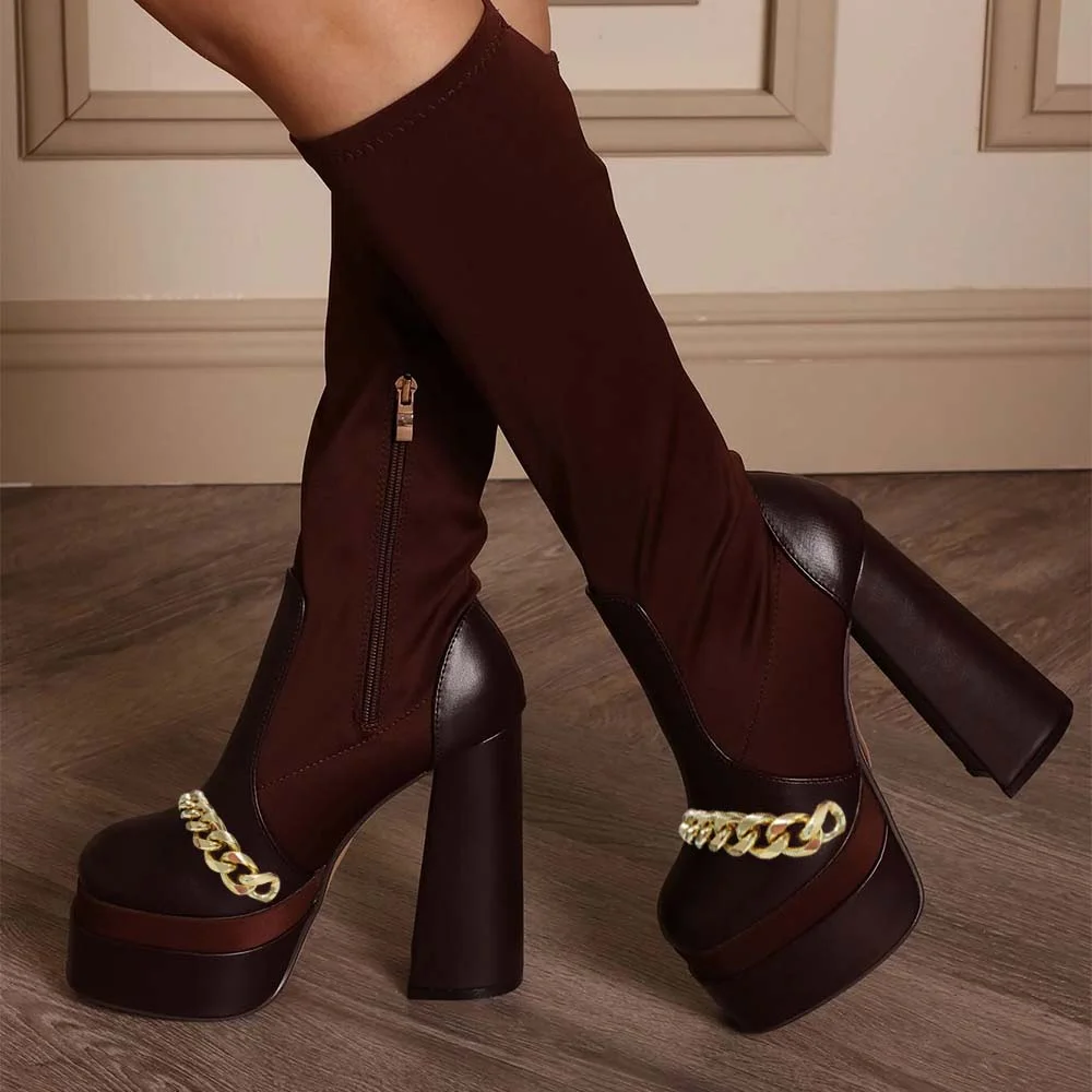 Skinny Boots Design Booties Platform High Heels For Ladies