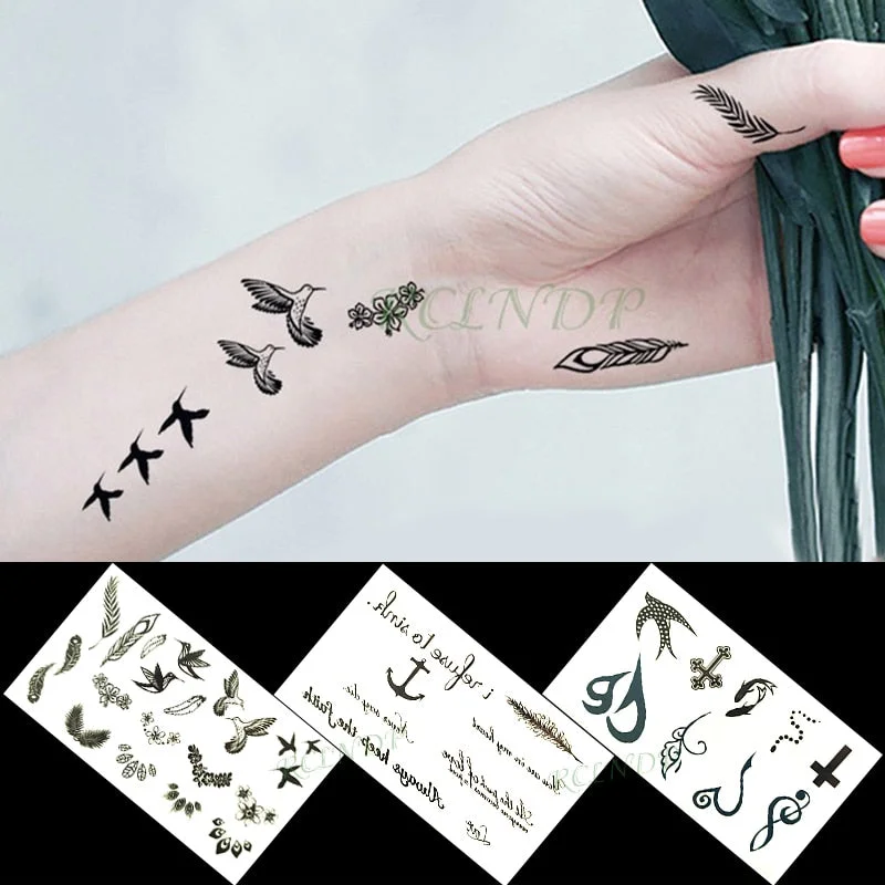 Waterproof Temporary Tattoo Sticker mandala henna bird feather body art tatto flash tatoo fake tattoos for girl women men 4