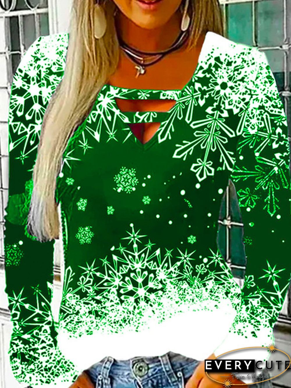 V Neck Cotton Blends T-shirt