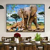 Diamond Painting-DIY Full Round Partial AB Drill Giraffe and Elephant(75x55cm)