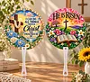 8Pcs DIY Diamond Painting Church Handheld Fans, Christian Bible Verse Scripture Hand Fans with Plastic Handles, Religious Inspirational Church Welcome Gifts for Visitors, Women Men, Bridal Shower Guest Favors