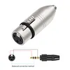 1/8in TRS Female To 3Pin XLR Female Aduio Adapter Lockable Gender Changer Audio Coupler Connectors for Mixer Microphone Power Amplifier