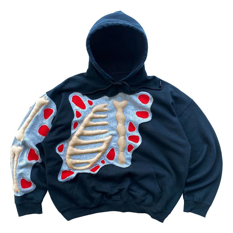 skull and sternum print hoodie