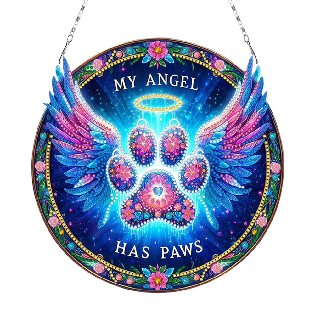 Angel Pet 5D DIY Diamond Painting Dots Pendant Door Sign for Wall Window