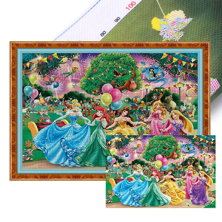 Disney Princesses- 11CT - 3 Strands Threads Printed cross stitch - 70*50cm(Canvas)