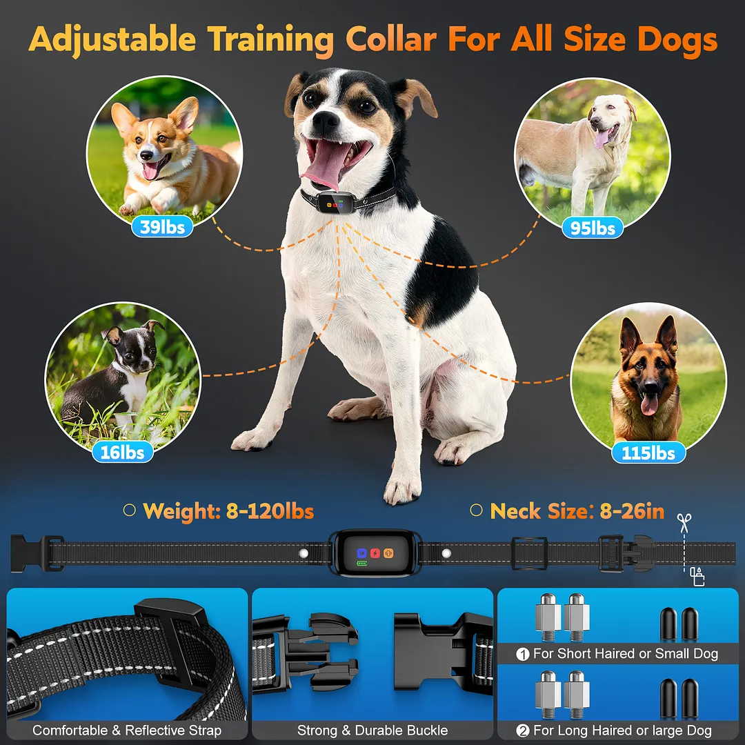 BEBANG Dog Training Collar with Remote, Waterproof Shock Collar with 3 Training Modes for Large Medium Small Dogs, Security Lock
