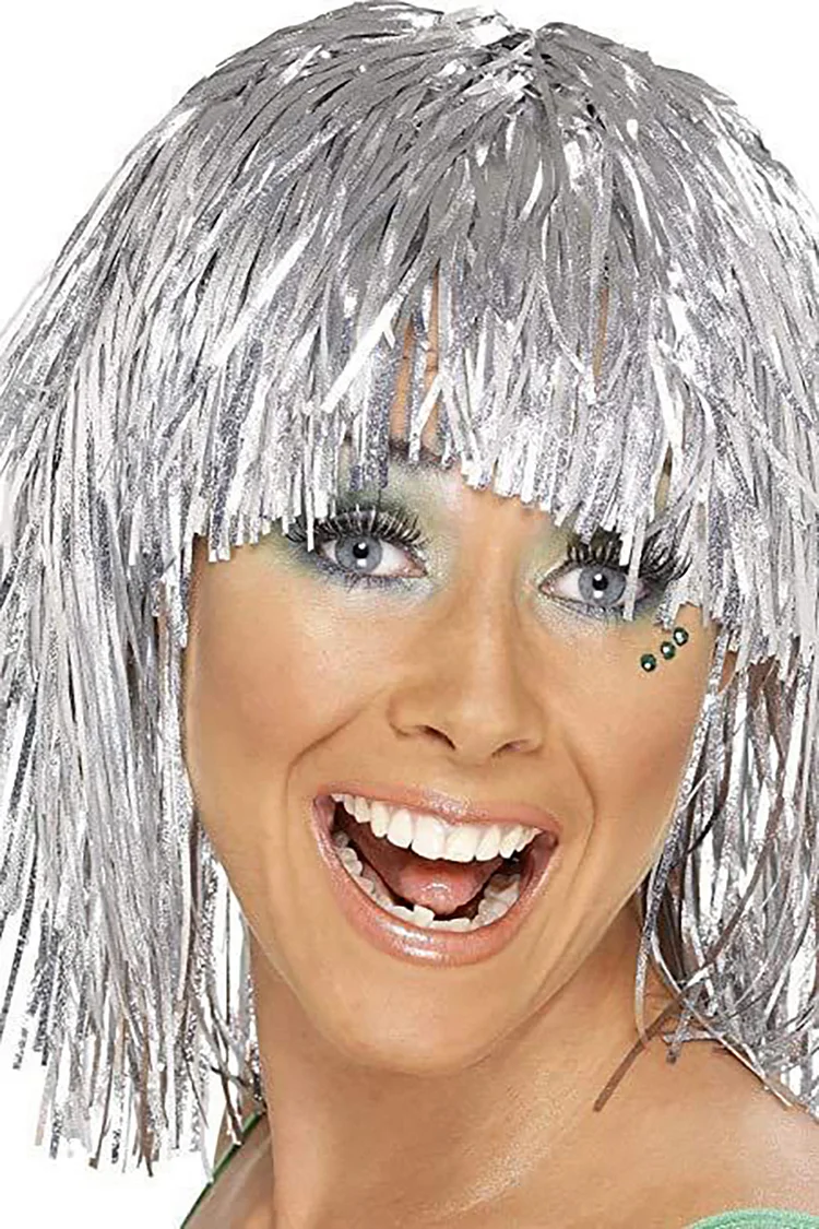 Shiny Tinsel Fringe Costume Party Wig Headwear
