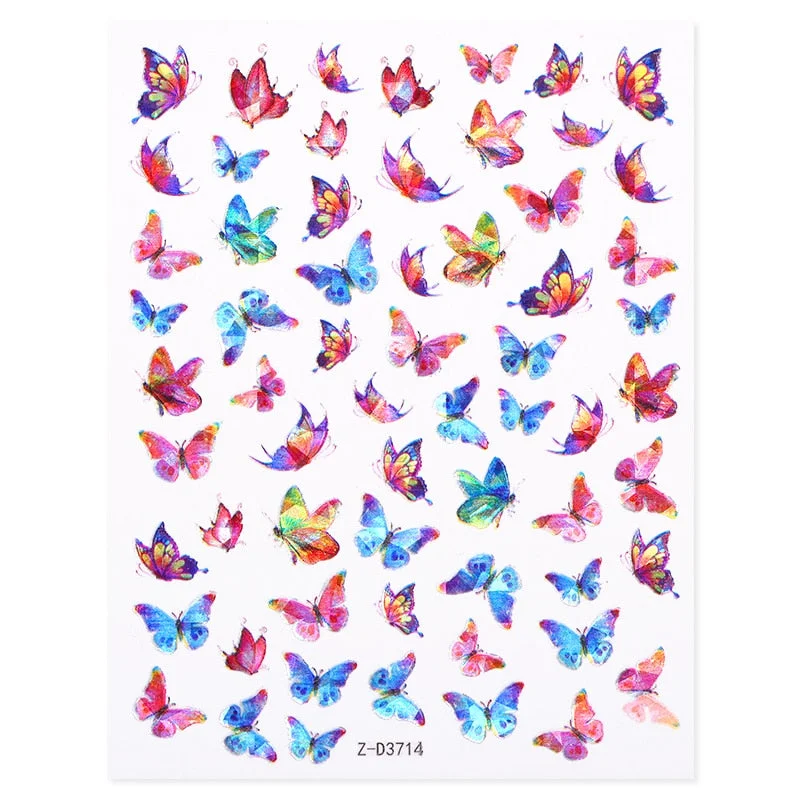 1 Sheet Nail Art 3D Nail Sticker Butterfly Colorful Nail Decals Fairy Tales Nail Transfer Decals Nail Decorations DIY Design