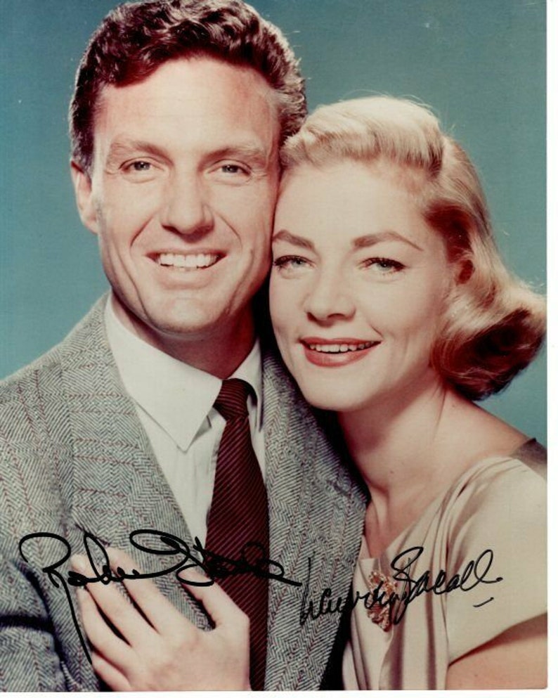 Robert stack and lauren bacall signed autographed the gift of love Photo Poster painting