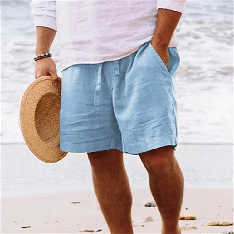 BrosWear Men's Solid Color Drawstring Loose Casual Beach Pants
