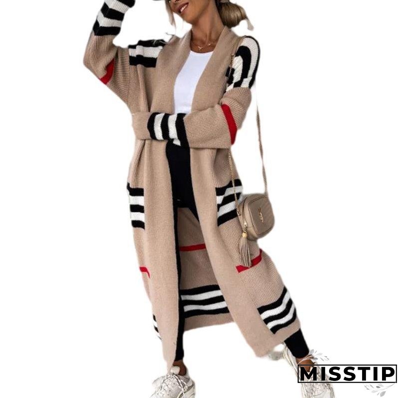 Women's Long Striped Oversized Loose Sleeve Knitwear