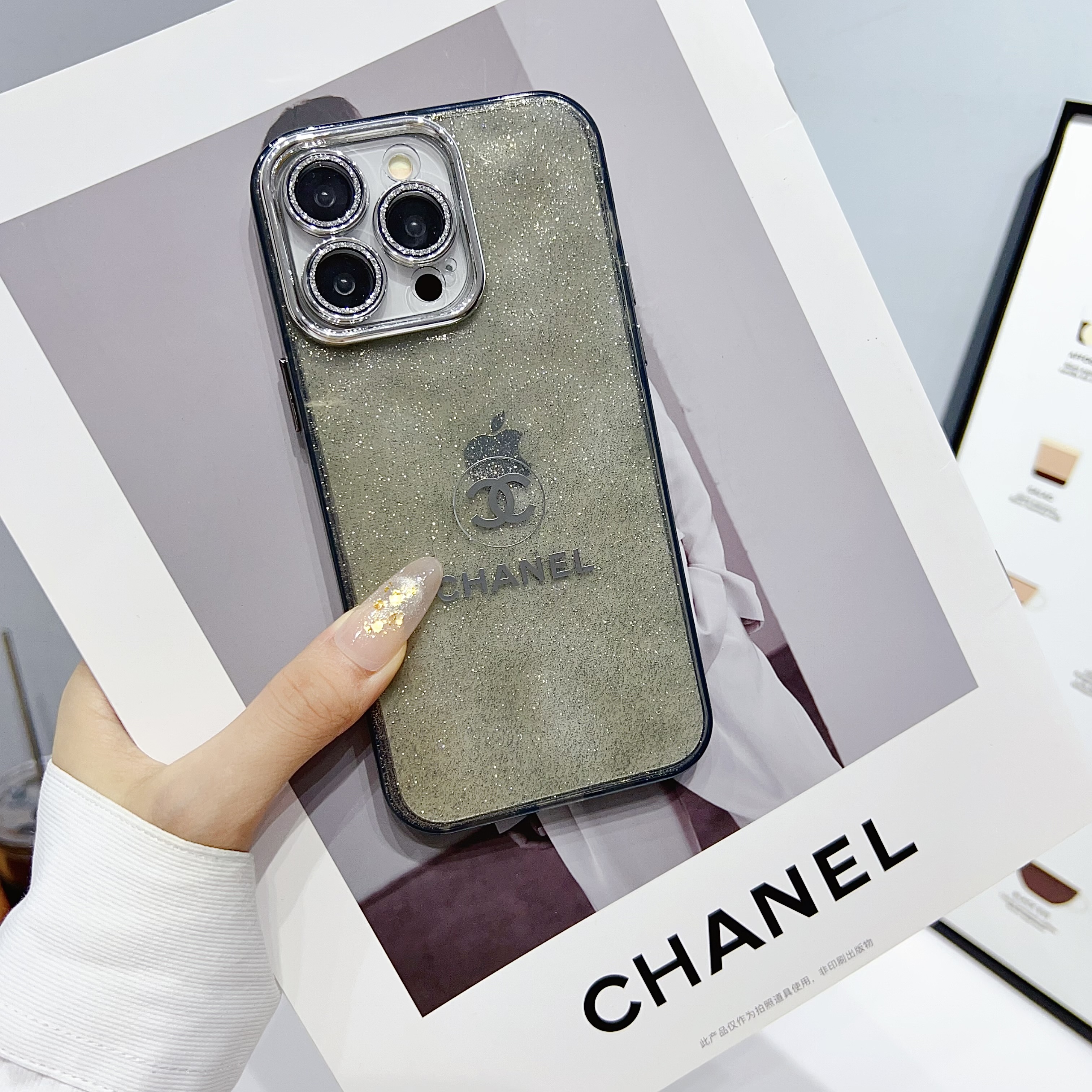 Chanel Exquisite Electroplated Glitter Transparent TPU Apple iPhone Case