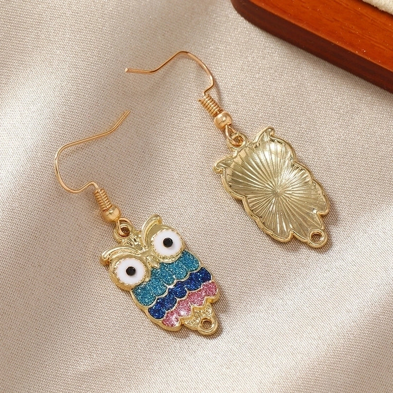 1 Pair Shiny Owl Alloy Gold Plated Drop Earrings
