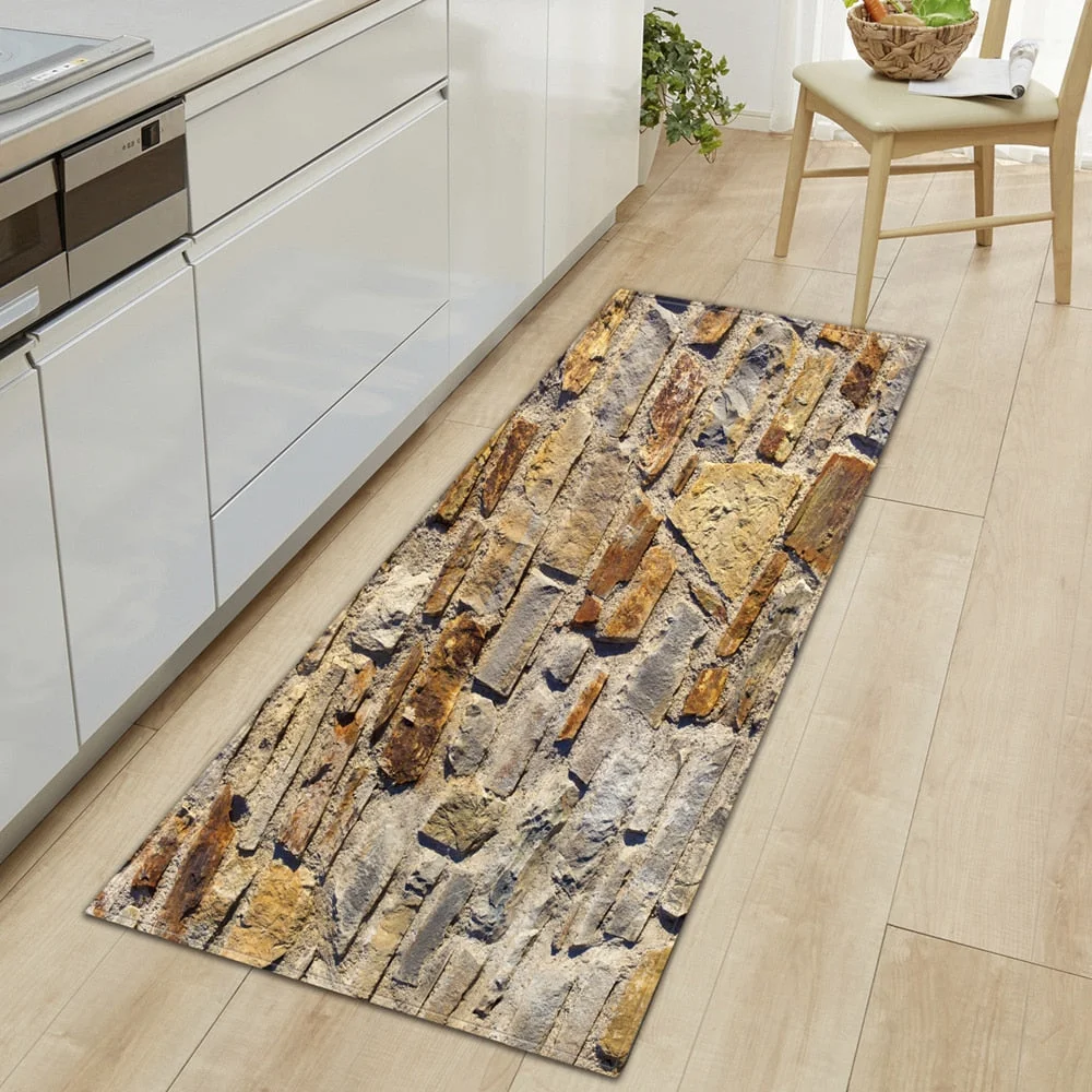 Kitchen Mat Entrance Doormat Cobblestone Pattern Home Bedroom Bedside Floor Decoration Carpet Bath Balcony Hallway Anti-Slip Rug