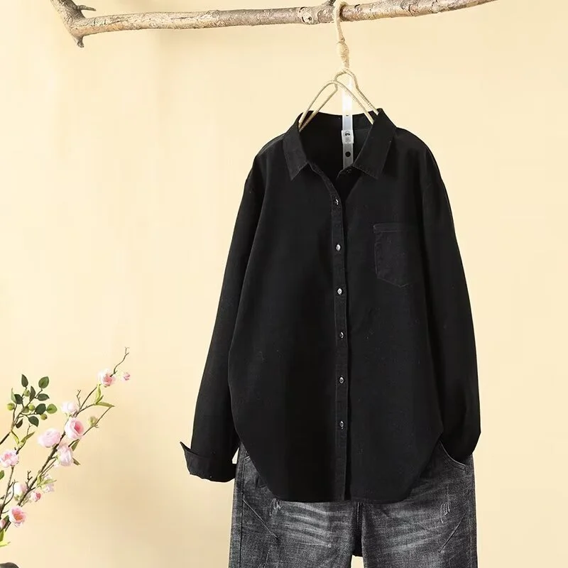 Athvotar Athvotar Women's Lint-Tuff Long-Sleeved Shirt Women's Cotton Comfortable Solid Shirt Women's Clothing In Autumn 2025