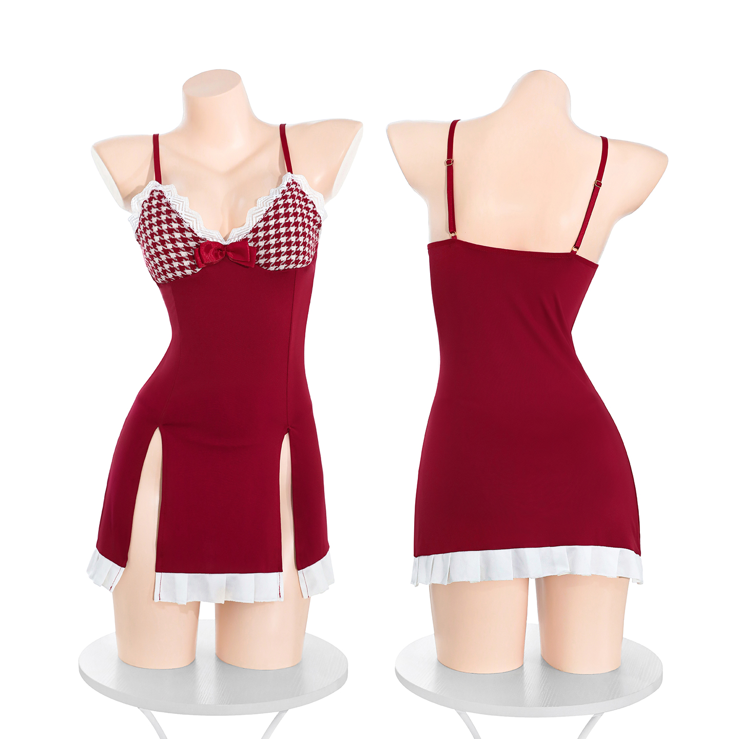 Lovingerie - Red Plaid Satin Lingerie