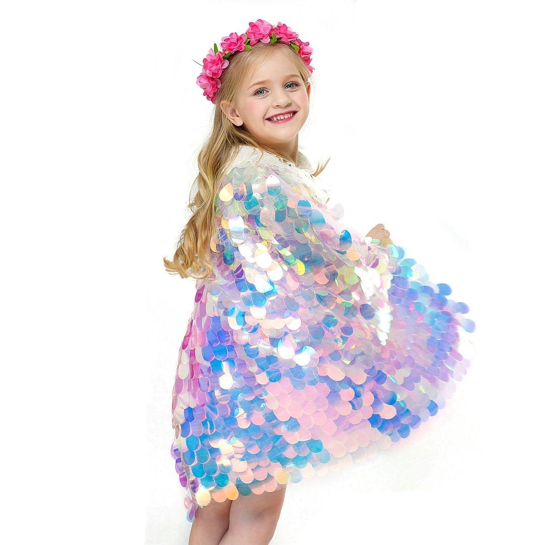 Mermaid Shiny Beads Cute Princess Sweet Cape Cloak for Girl-Pajamasbuy