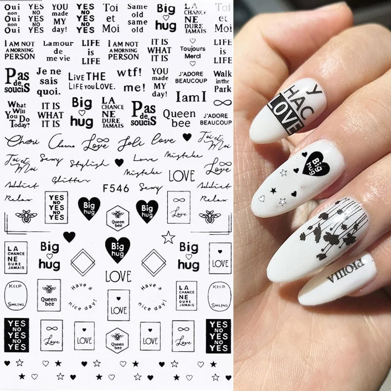 3D Valentine Sticker For Nails Cute Cartoon Lover Heart Sliders For Nail Gang Girl DIY Design Decals Manicures Nail Art Decor
