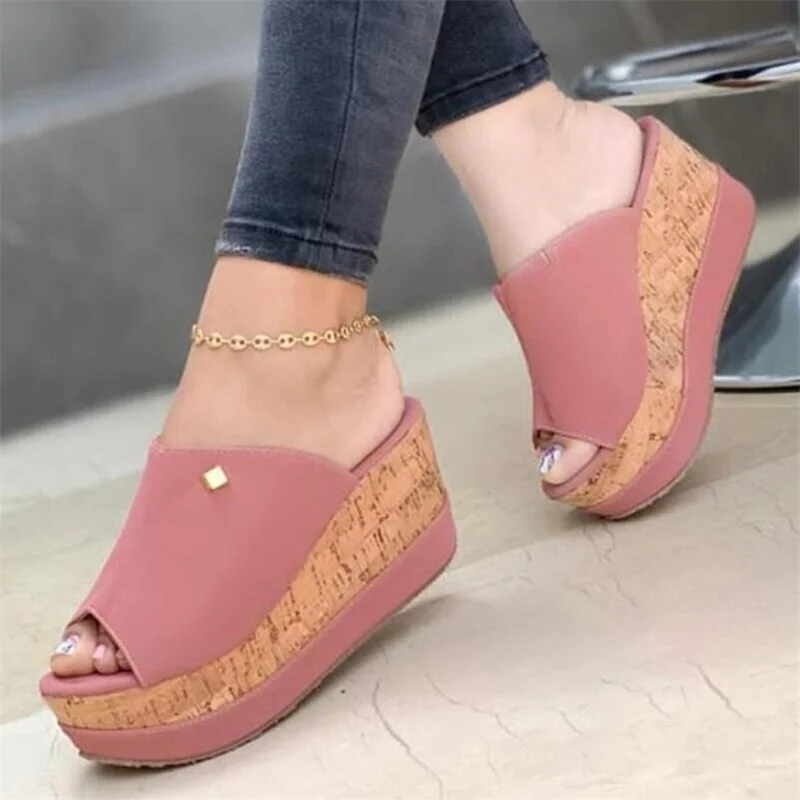 Wedge Slippers Women Shoes 2021 Summer Peep Toe Sandals Fashion Platform Slippers Outdoor Casual Flip Flops Female Heels Slides