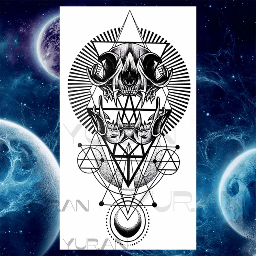 Sdrawing Tiger Temporary Tattoos For Women Men Realistic Wolf Scary Thorns Maori Compass Fake Tattoo Stickers Arm Body Tatoos DIY