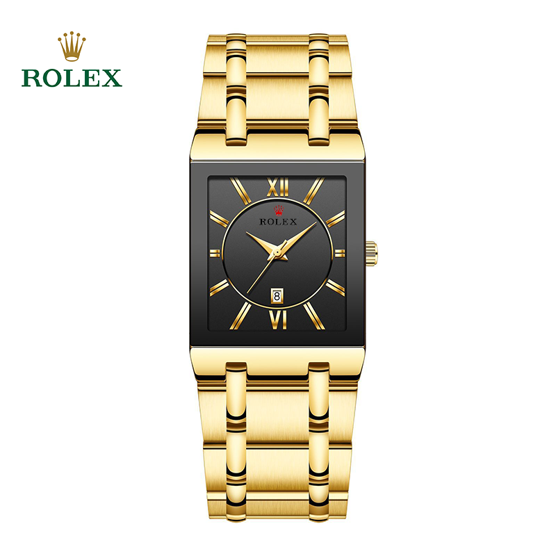 Męski zegarek wodoszczelny Rolex z bransoletą ze stali nierdzewnej, mechanizm kwarcowy.