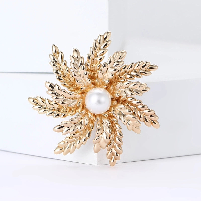 Elegant Pin Grain Alloy Plating Inlay Pearl Women’s Brooches