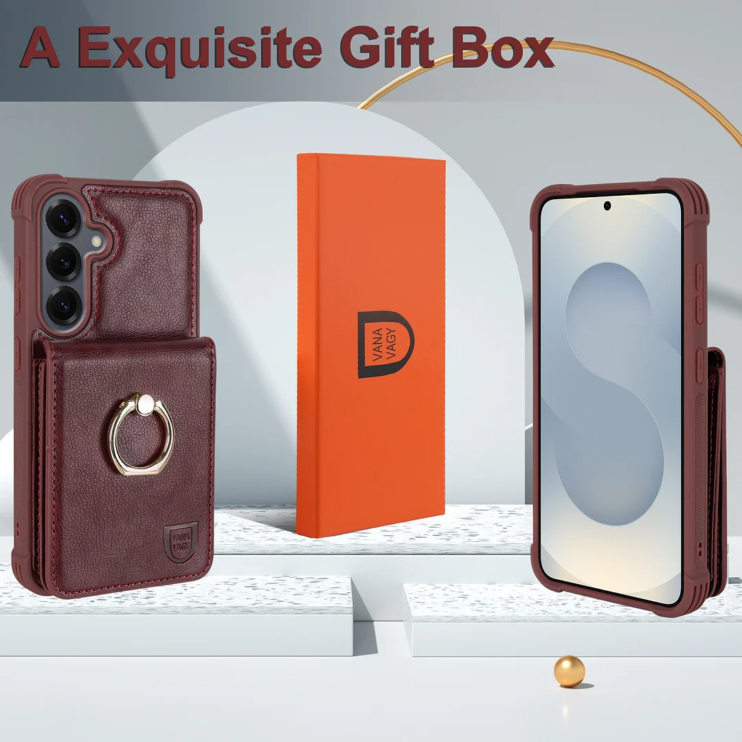 VANAVAGY Wallet Case Compatible for Galaxy S25 5G with Credit Card Holder and Coin Pocket