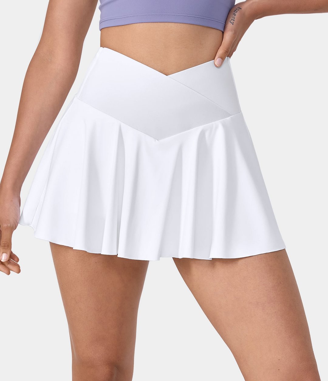 Cloudful® Air High Waisted Crossover 2-in-1 Side Pocket Flare Tennis Skirt
