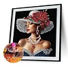 Red Flower Hat Beauty-Special Shaped Diamond Painting