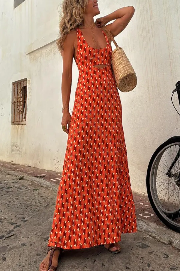 orange suspender dress 1950s Suspender Orange Citrus A-line Dress