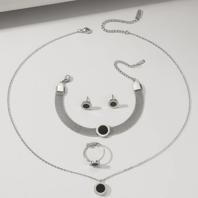 Basic Modern Style Classic Style Roman Numeral 304 Stainless Steel Panther 18K Gold Plated Inlay Rings Bracelets Necklace