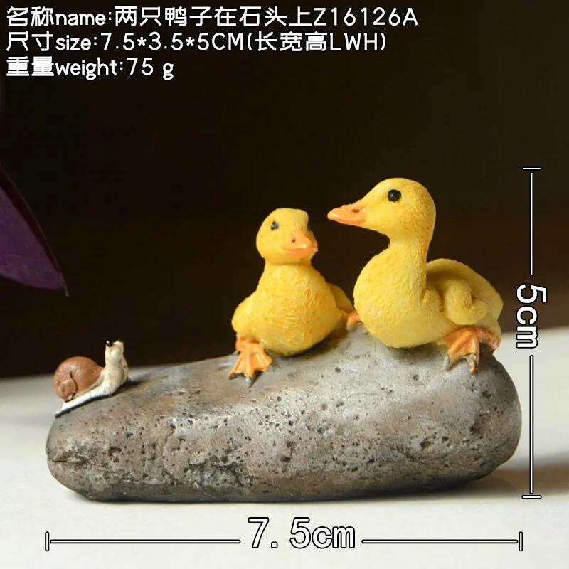 Creative Little Yellow Duck Ornament Lovely Resin Simulation Animal Micro Landscape Flower Pot Decoration Miniature Fairy Garden