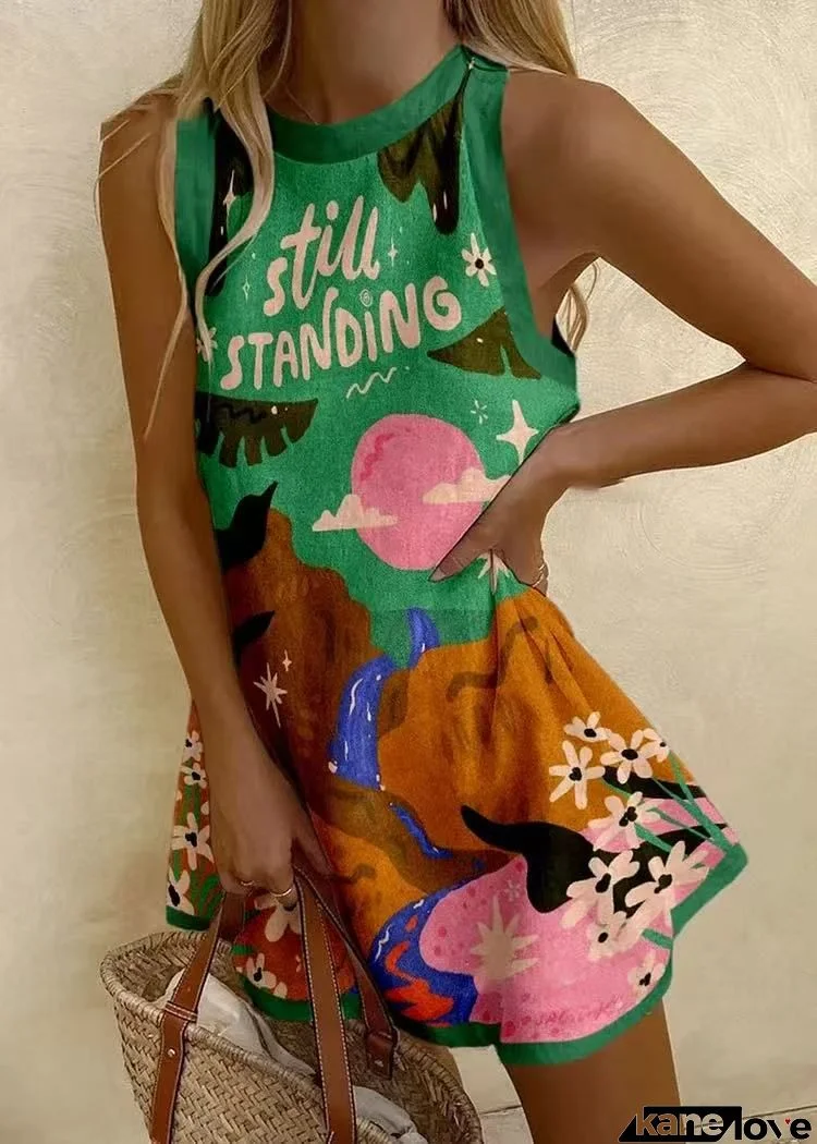 Women's Sexy Fashion Cartoon Graphic Print Strap Dress Loungewear